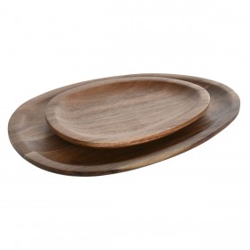 Set di piatti Home ESPRIT Naturale Legno di acacia 26 x 18 x 1,6 cm