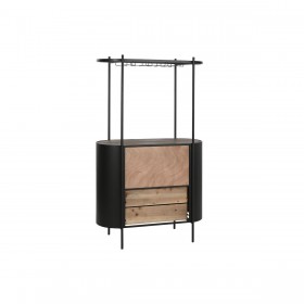 Portabottiglie Home ESPRIT Nero Naturale Metallo Abete 90 x 36 x 150 cm