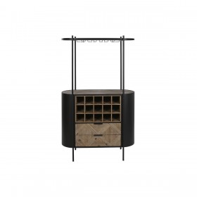 Portabottiglie Home ESPRIT Nero Naturale Metallo Abete 90 x 36 x 150 cm