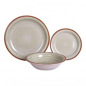 Set di Stoviglie Home ESPRIT Azzurro Verde Multicolore Rosa Ambra Gres 26,5 x 26,5 x 3 cm 27,5 x 27,5 x 3 cm 18 Pezzi