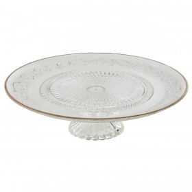 Piatto da pranzo Home ESPRIT Trasparente Dorato Cristallo 33 x 33 x 9,4 cm