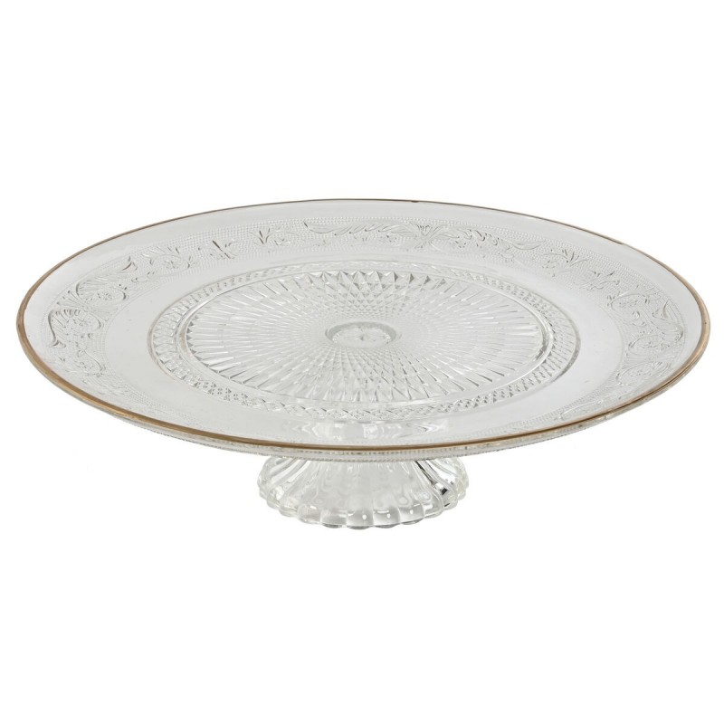 Piatto da pranzo Home ESPRIT Trasparente Dorato Cristallo 33 x 33 x 9,4 cm