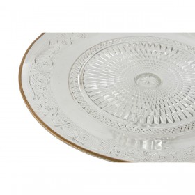 Piatto da pranzo Home ESPRIT Trasparente Dorato Cristallo 33 x 33 x 9,4 cm