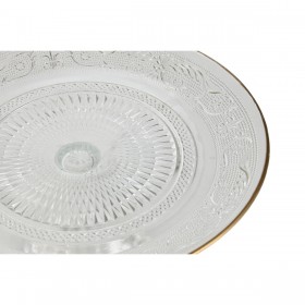 Piatto da pranzo Home ESPRIT Trasparente Dorato Cristallo 23 x 23 x 8 cm
