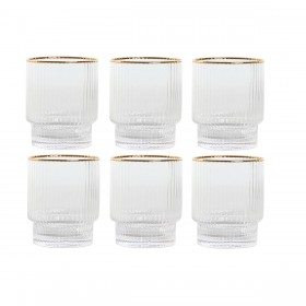 Set di Bicchieri Home ESPRIT Trasparente Dorato Cristallo 320 ml (6 Unità)
