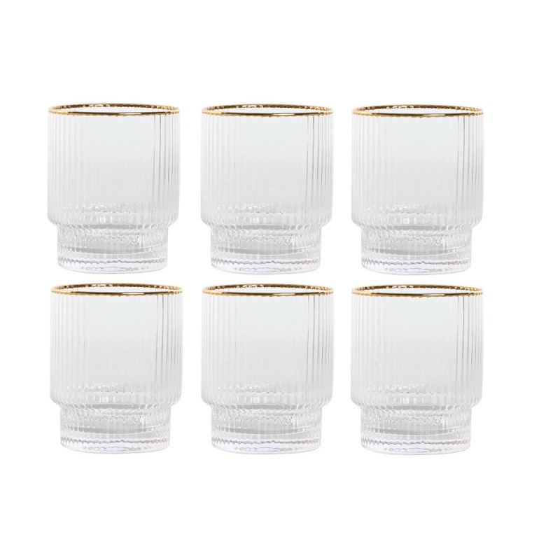 Set di Bicchieri Home ESPRIT Trasparente Dorato Cristallo 320 ml (6 Unità)