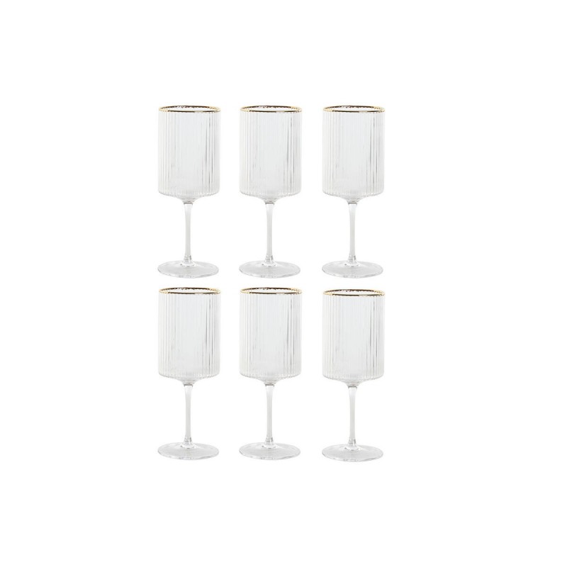 Set di Bicchieri Home ESPRIT Trasparente Dorato Cristallo 400 ml (6 Unità)