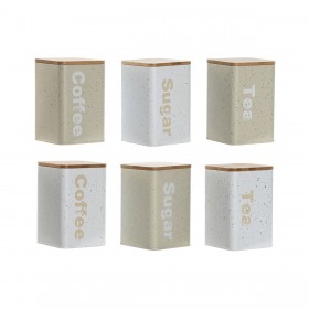 Barattolo Home ESPRIT Beige Grigio (2 Unità) (6 Unità)