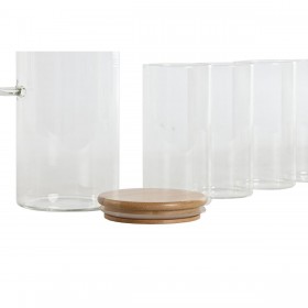 Set di Bicchieri Home ESPRIT Trasparente Bambù Vetro Borosilicato 210 ml