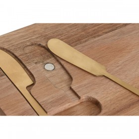Tagliere per formaggi Home ESPRIT Acciaio inossidabile Acacia 38 x 20 x 1,5 cm (3 Pezzi)