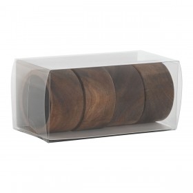 Portatovagliolo Home ESPRIT Naturale Acacia 5,5 x 5,5 x 3 cm 4 Pezzi