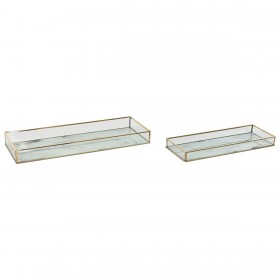 Set di Vassoi Home ESPRIT Bianco Dorato Moderno 42 x 15 x 4 cm (2 Unità)