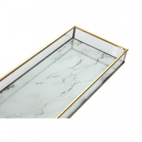 Set di Vassoi Home ESPRIT Bianco Dorato Moderno 42 x 15 x 4 cm (2 Unità)