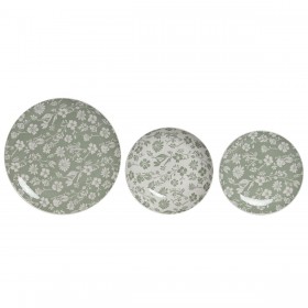 Set di Stoviglie Home ESPRIT Bianco Verde Porcellana Floreale 27 x 27 x 2 cm 18 Pezzi