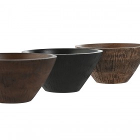 Ciotola per Aperitivi Home ESPRIT Marrone Nero Marrone Chiaro Legno di mango Coloniale 15 x 15 x 8 cm (3 Unità)