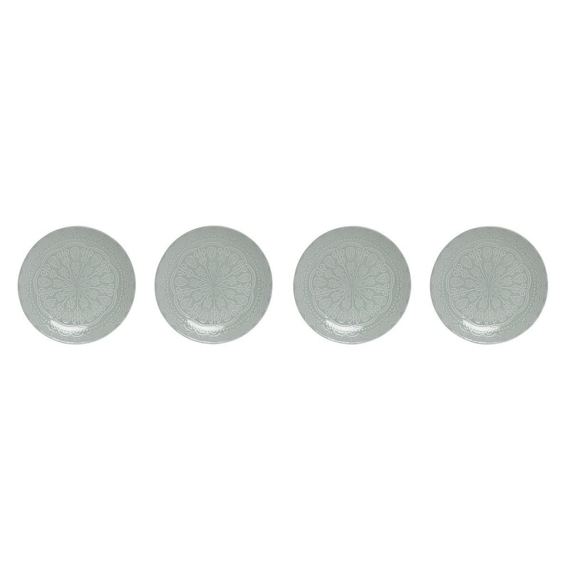 Set di piatti Home ESPRIT Verde Gres Mandala Arabo 27 x 27 x 2,5 cm