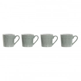 Set di 4 Tazze Mug Home ESPRIT Verde Gres 360 ml 9,5 x 13 x 9,2 cm Mandala