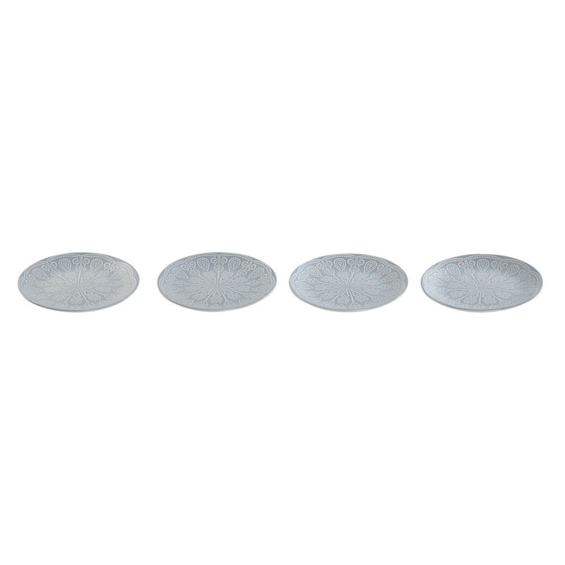 Set di piatti Home ESPRIT Azzurro Gres Mandala Arabo 19,5 x 19,5 x 2 cm