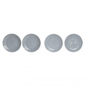 Set di piatti Home ESPRIT Azzurro Gres Mandala Arabo 19,5 x 19,5 x 2 cm