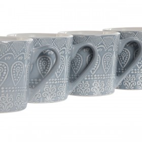 Set di 4 Tazze Mug Home ESPRIT Azzurro Gres 340 ml 13 x 9,5 x 9,2 cm Mandala