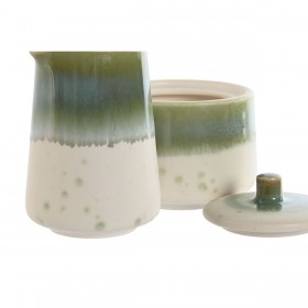 Porta latte e zucchero Home ESPRIT Bianco Verde Porcellana 250 ml 9 X 9 X 8,4 cm 2 Pezzi