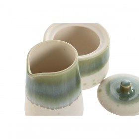 Porta latte e zucchero Home ESPRIT Bianco Verde Porcellana 250 ml 9 X 9 X 8,4 cm 2 Pezzi