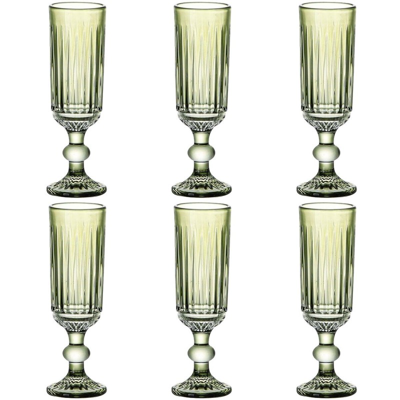 Set di Bicchieri Home ESPRIT Verde Cristallo 6 x 6 x 18,4 cm (6 Unità)