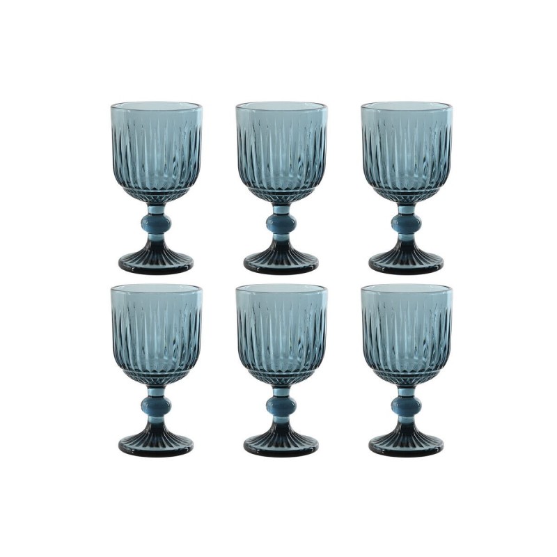 Set di Bicchieri Home ESPRIT Azzurro Cristallo 8 x 8 x 14,5 cm (6 Unità)