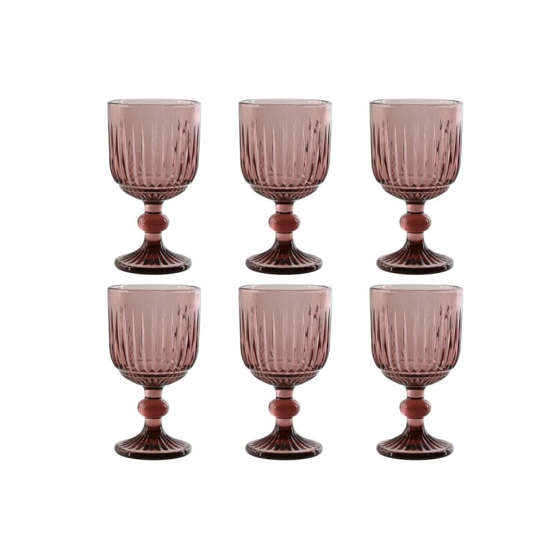 Set di Bicchieri Home ESPRIT Rosa Cristallo 8 x 8 x 14,5 cm (6 Unità)