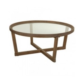 Tavolino da Caffè Alexandra House Living Marrone Ferro Legno di abete Vetro temperato 100 x 43 x 100 cm