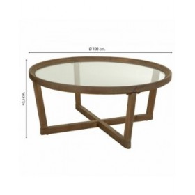 Tavolino da Caffè Alexandra House Living Marrone Ferro Legno di abete Vetro temperato 100 x 43 x 100 cm