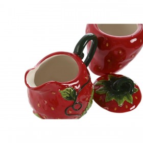 Porta latte e zucchero Home ESPRIT Rosso Gres 15 x 10 x 11 cm 2 Pezzi