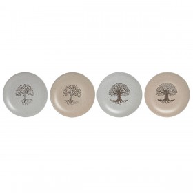 Piatto da pranzo Home ESPRIT Bianco Beige Gres Tradizionale 20 x 20 x 2,5 cm