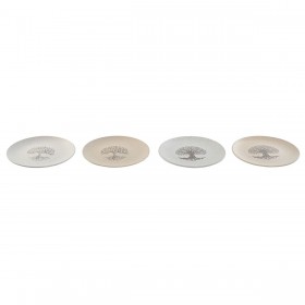 Piatto da pranzo Home ESPRIT Bianco Beige Gres Tradizionale 20 x 20 x 2,5 cm