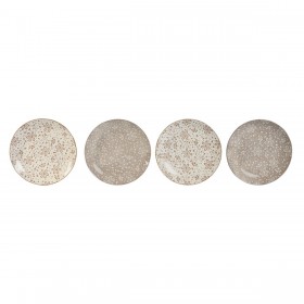 Set di piatti Home ESPRIT Marrone Beige Porcellana 19 x 19 x 2 cm