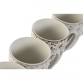 Set di 4 Tazze Mug Home ESPRIT Marrone Beige Fiori 340 ml