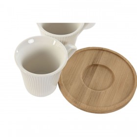 Set di 6 Tazze con Piatto Home ESPRIT Bianco Bambù Porcellana 90 ml