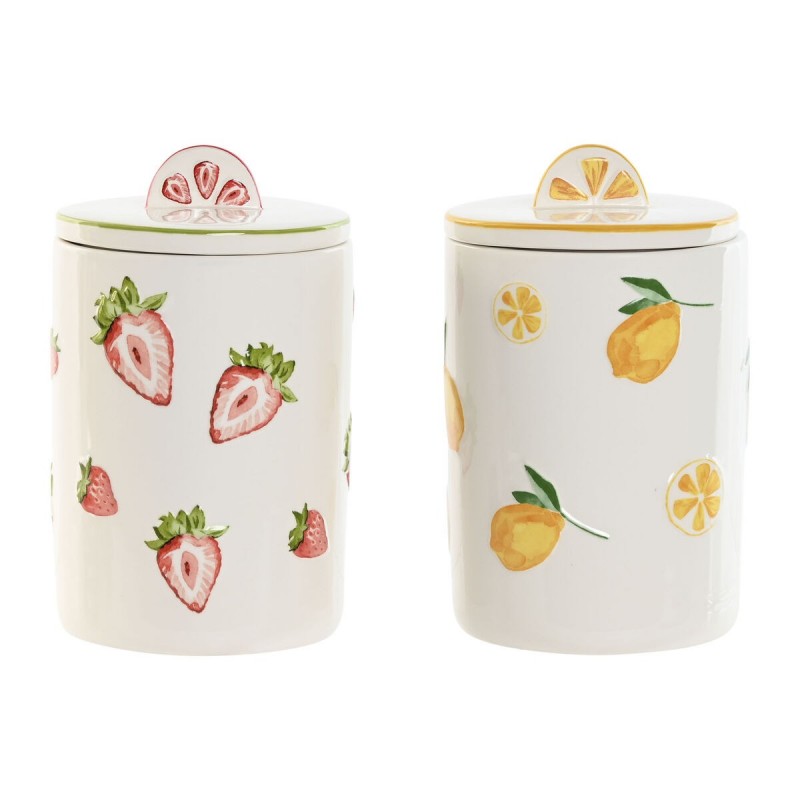 Barattolo Home ESPRIT Giallo Rosso Verde Moderno Frutta (2 Unità)
