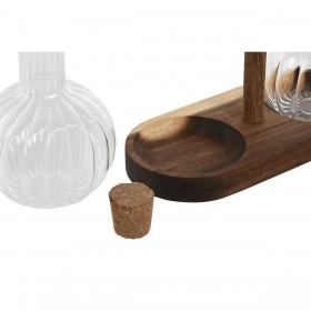 Set olio e aceto Home ESPRIT Naturale Cristallo Legno di acacia 350 ml 20,4 x 9 x 21 cm