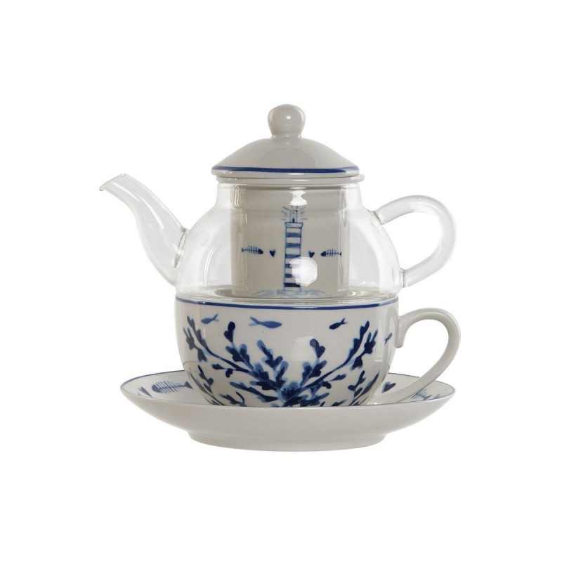 Teiera Home ESPRIT Azzurro Bianco Cristallo Porcellana