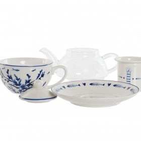 Teiera Home ESPRIT Azzurro Bianco Cristallo Porcellana