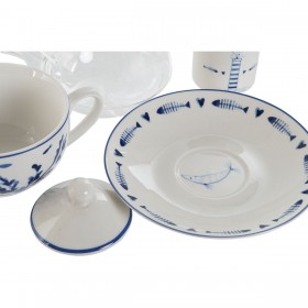 Teiera Home ESPRIT Azzurro Bianco Cristallo Porcellana