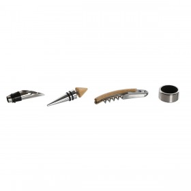 Set di Accessori per il Vino Home ESPRIT Naturale Bambù Acciaio inossidabile