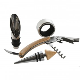 Set di Accessori per il Vino Home ESPRIT Naturale Bambù Acciaio inossidabile