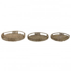 Set di Vassoi Home ESPRIT Naturale Tropicale 45 x 45 x 7 cm (3 Unità)
