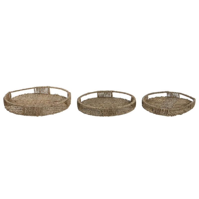 Set di Vassoi Home ESPRIT Naturale Tropicale 45 x 45 x 7 cm (3 Unità)