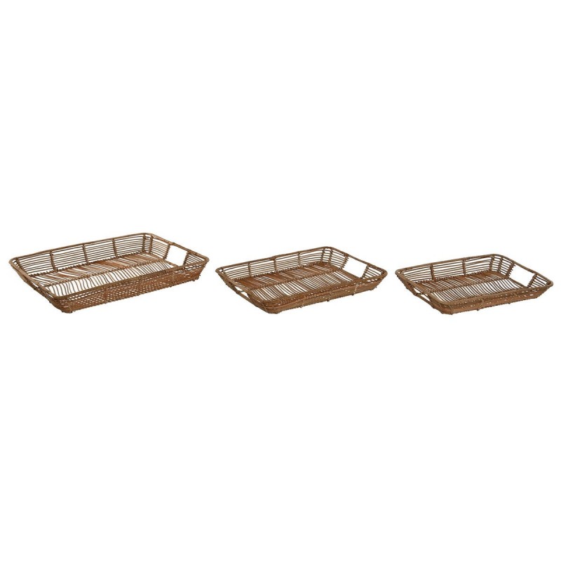 Set di Vassoi Home ESPRIT Naturale Tropicale 44 x 32 x 6 cm (3 Unità)