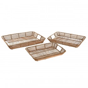 Set di Vassoi Home ESPRIT Naturale Tropicale 44 x 32 x 6 cm (3 Unità)
