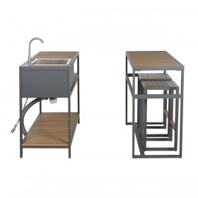 Mobile da cucina Home ESPRIT Grigio Naturale 127 x 100 x 90 cm 127 x 100 x 95 cm
