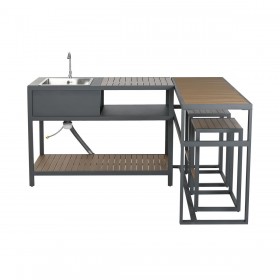 Mobile da cucina Home ESPRIT Grigio Naturale 127 x 100 x 90 cm 127 x 100 x 95 cm